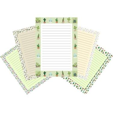 Imagem de Kit Papéis De Carta Decorados Com 30 Folhas Vasos de Cactus - Doce Ter