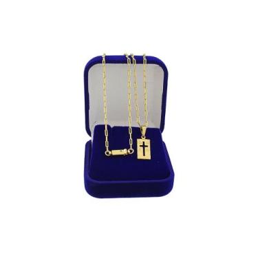 Imagem de Corrente Cordão Infantil Criança Banhado A Ouro 18k Com Pingente Plaqu