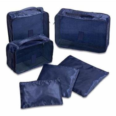 Imagem de 6 Kit 6 Peças Necessaire Organizadora Mala Viagem Travel Bag - OEM, Az