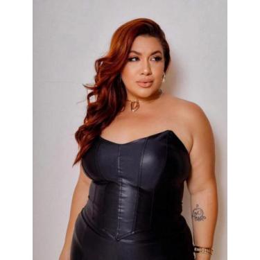Imagem de Corselete Morcego Cirre sem alça Coro Plus Size - Toda Bella, GG, Pret