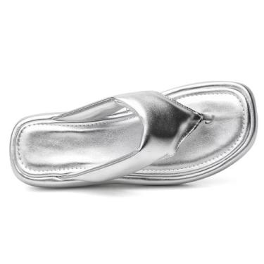 Imagem de Sandália Feminina Papete Branco Plataforma Blogueira Estilosa Moda - D