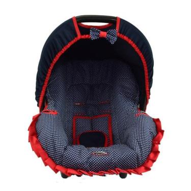 Imagem de Capa para bebe conforto - marinho com poá branco e vermelho - ALAN PIE