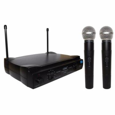 Imagem de Kit microfone sem fio lelong duplo le-906 uhf