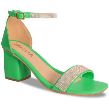 Imagem de Sandália Feminina Salto Grosso Recuado com Brilho AF3.20 A - Takata, D