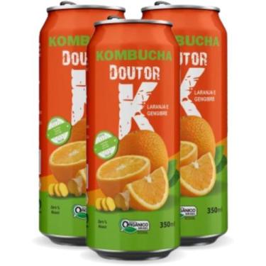 Imagem de Kit Com 03 - Kombucha Orgânica Sabor Laranja e Gengibre 350ml DRK - Ko