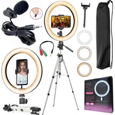 Imagem de Kit Youtuber Tripé Profissional Microfone Led Ring Light - Leffa Shop