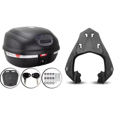Imagem de BAU MOTO 33L MONOLOCK GIVI E-33NT + BAGAGEIRO SCAM  Fazer 250 Scam Fiberforce Fz25 2018 ATÉ 2024