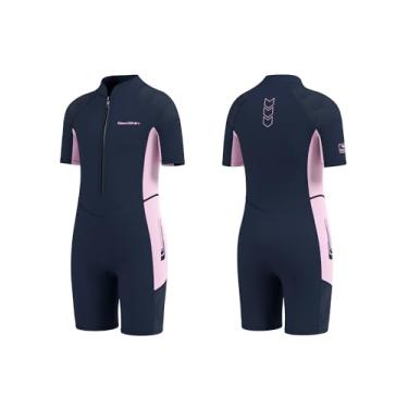 Imagem de Seaskin Roupa de mergulho infantil para meninas, roupas de banho térmicas com zíper frontal de 2 mm, roupas de mergulho curtas