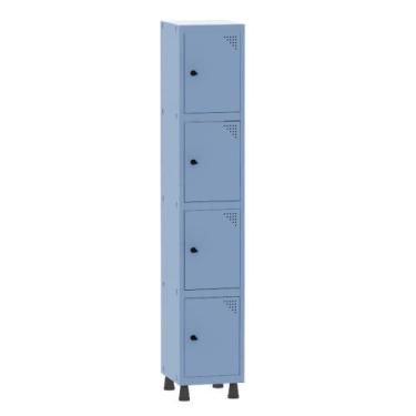 Imagem de Armário Guarda Volume Locker Roupeiro 1 Vão 4 Portas Aço GRP501/4 Azul