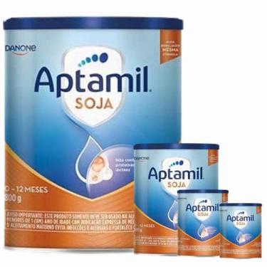 Imagem de 4 Latas - Aptamil SOJA Fórmula Infantil Em Pó Danone 800 gr, 800g, Ori