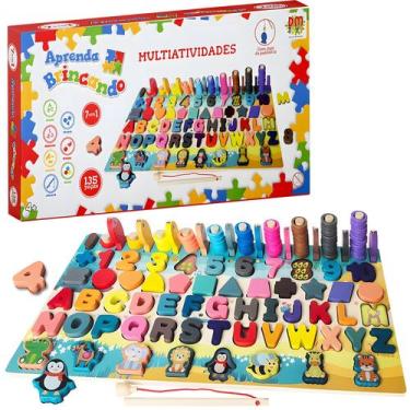 Imagem de Tabuleiro Didático Multiatividades Letras Números E Formas Brinquedo P