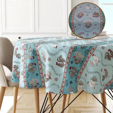 Imagem de Toalha Mesa Plástica Térmica Roça Az 4 lugares Redonda 1,38 - IDEALIZA