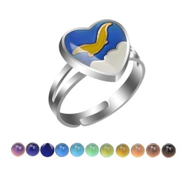 Imagem de AINILOVE Anel que muda de cor, sensor de temperatura, tartaruga/golfinho/baleia/pinguim animal anel de humor para meninas festa de aniversário joia presente, Cobre, Cobre