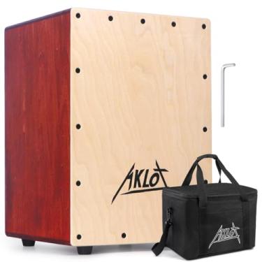 Imagem de Aklot Caixa de Percussão de Madeira Betula Compacta Cajon Tambor Cajon de 25,4 cm, Caixa Interna Ajustável, com Gig Bag