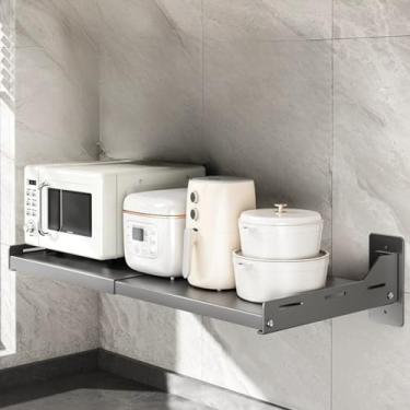 Imagem de bangminda Suporte de parede para forno de micro-ondas, prateleira de forno elétrico ajustável para cozinha doméstica, suporte de bancada de aço carbono para dormitório, apartamento, cozinha