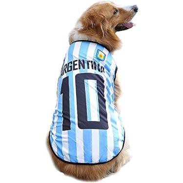 Imagem de GabeFish Camiseta de futebol de futebol para o mundo do cachorro colete de futebol futebol esportivo colete de futebol nacional gato verão roupas legaisGabeFish 5XL (Chest 34") multicor