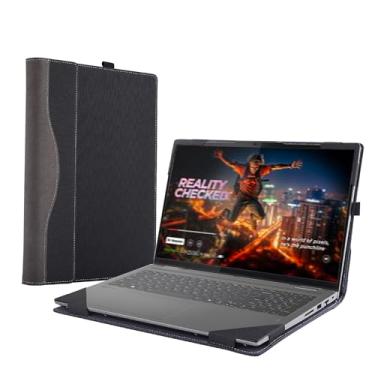 Imagem de Capa de laptop para Lenovo 16 polegadas Yoga 7i 2 em 1 para Yoga 7 16IML9 Gen 7/8/9 [Do Check Model] Bolsa de computador capa protetora PU Shell acessórios com orifício de dissipação de calor (preto)