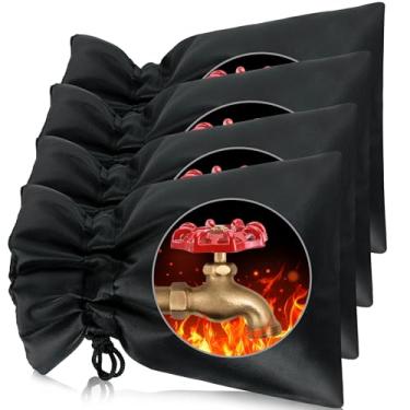 Imagem de Capas de torneira ao ar livre para proteção contra congelamento de inverno, pacote com 4, meias de cobertura de torneira de jardim reutilizáveis para várias torneiras, torneira de água, tubo,