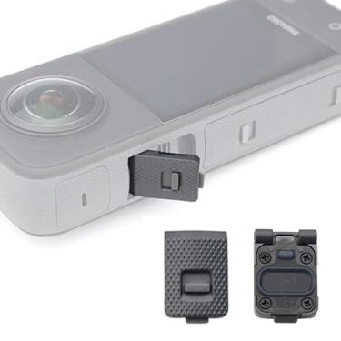 Imagem de XBERSTAR Capa lateral da porta de carregamento USB da bateria da câmera para Insta360 One X3, peças de reposição da capa da bateria da câmera de ação (preto)