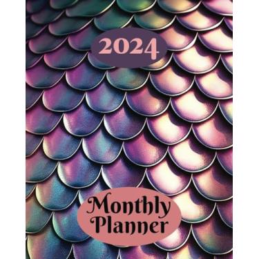 Imagem de 2024 Monthly Planner: Dragon Scales Design Planner for on the go. Yearly Calendar and Holidays with Monthly Calendars and pages for Notes Birthdays Passwords and Contacts.
