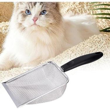 Imagem de Pá Higiênica De Areia para Gatos Peneira Coletora Aço Inox