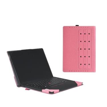 Imagem de XJchen Capa para laptop compatível com Dell XPS 13 9340/9345 / 9315/9320 / 9300/9310 capa protetora para notebook bolsa de couro PU (rosa)
