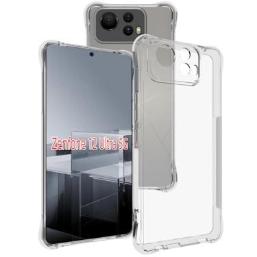Imagem de USTIYA Capa para ASUS Zenfon 12 Ultra Clear TPU quatro cantos capa de proteção de grau militar transparente macia