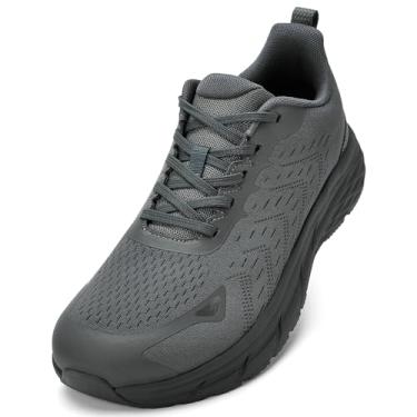 Imagem de Akk Sapatos masculinos com bico largo – Sapatos de caminhada de largura extra larga confortável tênis de corrida atlética corrida treino academia tênis para inchaço joanete fascite plantar, Cinza