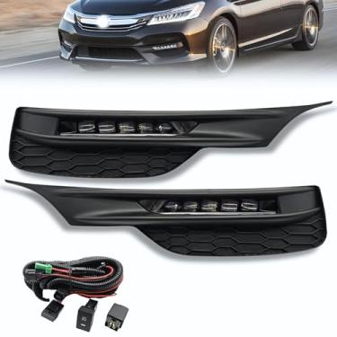 Imagem de Faróis de neblina de LED para Honda Accord 4 portas Sedan 2016 2017 montagem estilo OEM com interruptor e chicote de fiação