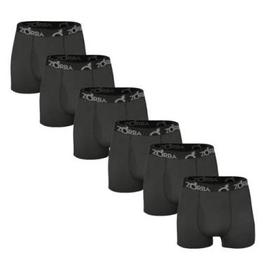 Imagem de Kit 6 Cuecas Zorba Boxer com Abertura 848 Branco - P Chumbo, Chumbo, M