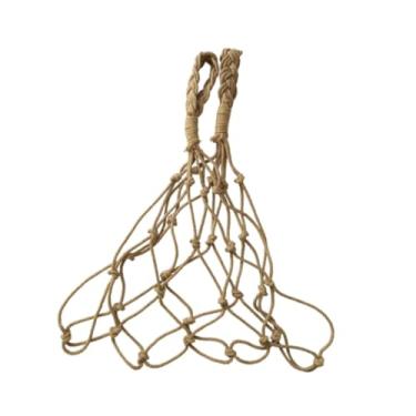 Imagem de IEUDNS Saco de armazenamento de suporte de papel higiênico Saco de rede decorativo boho parede pendurado tecido para sala de jantar da sala de jantar, Branco