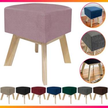 Imagem de Puff Banqueta Decorativo Para Sala Quadrado Multiuso Pés de Madeira - 