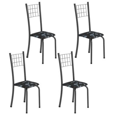 Imagem de Kit 4 Cadeiras Tubular Dany 95x37x40 Cm Preto /Mart Prata