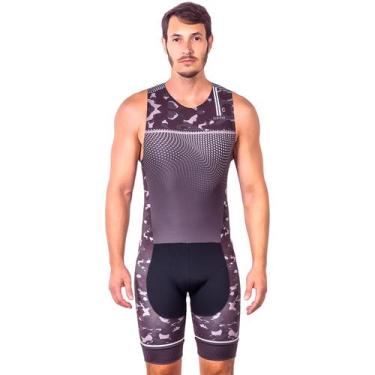 Imagem de Macaquinho sem mangas triathlon elite camuflado proteção uv 50+ kauna,