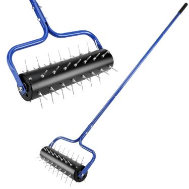 Imagem de YOWPSY Aerador de grama rolante de 53 cm, pontas pré-embled, precisa apenas de 3 a 5 minutos para montar, cabo longo de 190 cm com conexões de clipe rápido, construção estável em forma de U - azul.