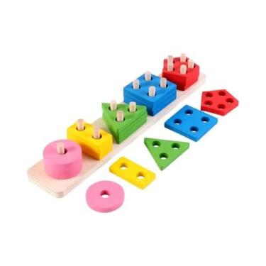 Imagem de Brinquedos Educativos Montessori: Classificador de Formas e Cores em M