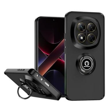 Imagem de QUIETIP Capa compatível com Poco X7 e Redmi Note 14 Pro 5G, TPU + PC rígido à prova de choque, anel magnético para carro, capa de suporte, preta