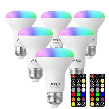 Imagem de FTL Lâmpada De Mudança De Cor R20 Com Controle Remoto, Lâmpada Led Br20, Lâmpadas Coloridas Rgb Reguláveis, 7 W = 60 W, 30 Cores, 2700 K-6000 K, Temporizador, Lâmpadas De Holofote Coloridas Para Ilu