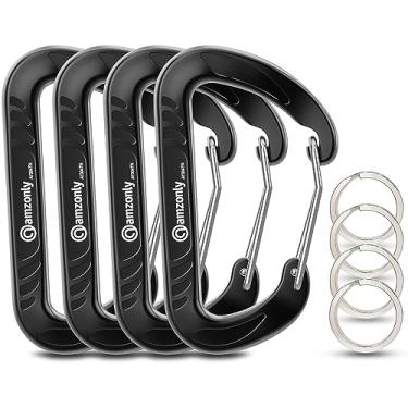 Imagem de Amzonly Clipes de mosquetão de travamento automático resistentes, 12KN / 1,223 kg, leves (28,3 g), caribeeners resistentes com trava de torção para acampamento, caminhada, rede, mochila giratória,