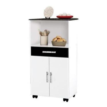 Imagem de Buffet aparador Colombia 2 portas balcão retrô fechado cor Preto fosco