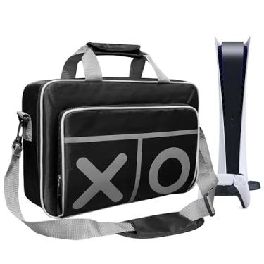 Imagem de eLUUGIE Bolsa De Transporte De Viagem Multifuncional, Bolsa De Armazenamento De Viagem, Bolsa De Mão/Bolsa De Ombro Para Sistema Ps5 E Acessórios/Xbox One (Preto)