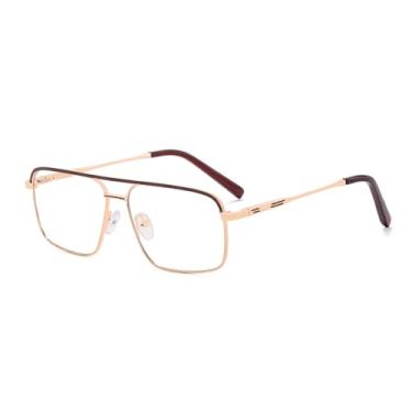 Imagem de HCPIHF Armação de óculos de metal para homens, lentes finas e transparentes, óculos de bloqueio, ponte dupla masculina, 1, tamanho único