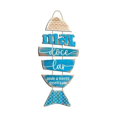 Imagem de Placa Decorativa em MDF Adesivado Mar Doce Lar (apr 19x48cm) - LITOART