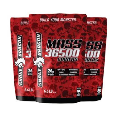 Imagem de Kit 3x Hipercalorico Refil 3Kg Mass 36500 Gainers Whey Isolado Concentrado Collagen 25 Vitaminas e Minerais (9Kg, Mousse de Morango)