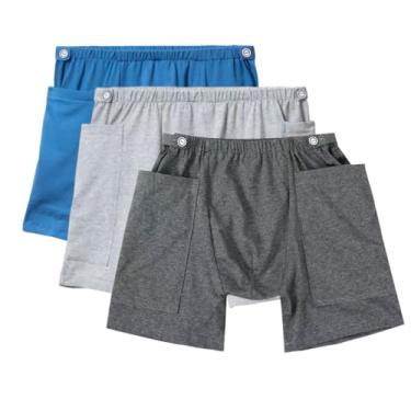 Imagem de Pacote com 3 shorts de urina para homens, bolsa de drenagem de ostomia, calças para cuidados com incontinência, shorts para cateter, 2GG