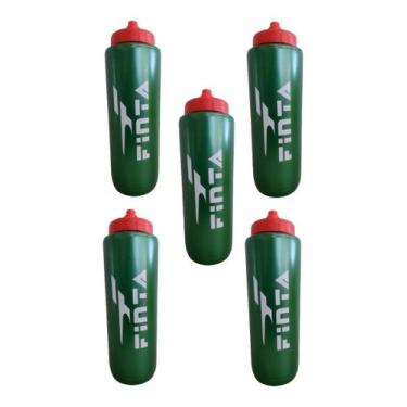 Imagem de 5 Squeeze Garrafa Futebol 1 Litro Garrafinha - Finta, Verde