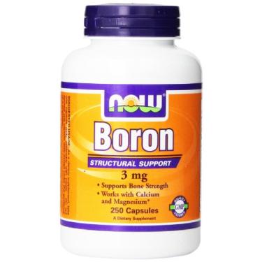 Imagem de Suplementos NOW, boro 3 mg (glicina bororgânica), auxílio estrutural*, 250 cápsulas veganas