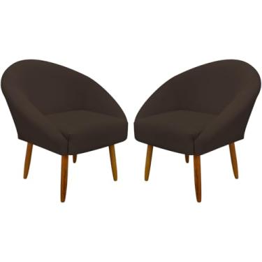 Imagem de Kit 2 Poltronas Decorativa Para Sala Recepção Manicure Consultório Stella Suede (Marrom)