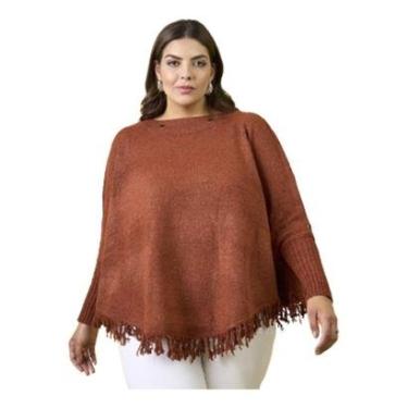 Imagem de Blusa Poncho Tricot Mousse Premium Super Grosso Plus Size Lã-Feminino