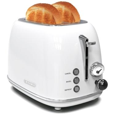 Imagem de Retro Torradeira de 2 Fatias com Função Bagel, 820W, 110v, KITCHMIX WT 330T, Branco
